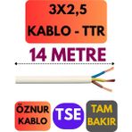 Öznur 3x2,5 Ttr Kablo Metre Seçenekli (Beyaz) - 14 METRE