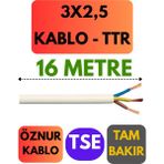 Öznur 3x2,5 Ttr Kablo Metre Seçenekli (Beyaz) - 16 METRE