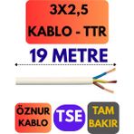 Öznur 3x2,5 Ttr Kablo Metre Seçenekli (Beyaz) - 19 METRE