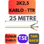 Öznur 3x2,5 Ttr Kablo Metre Seçenekli (Beyaz) - 25 METRE