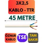 Öznur 3x2,5 Ttr Kablo Metre Seçenekli (Beyaz) - 45 METRE