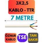 Öznur 3x2,5 Ttr Kablo Metre Seçenekli (Beyaz) - 7 METRE