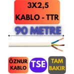 Öznur 3x2,5 Ttr Kablo Metre Seçenekli (Beyaz) - 90 METRE