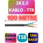 Öznur 3x2,5 Ttr Kablo Metre Seçenekli (Siyah) - 100 METRE