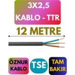 Öznur 3x2,5 Ttr Kablo Metre Seçenekli (Siyah) - 12 METRE
