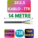 Öznur 3x2,5 Ttr Kablo Metre Seçenekli (Siyah) - 14 METRE