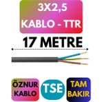 Öznur 3x2,5 Ttr Kablo Metre Seçenekli (Siyah) - 17 METRE
