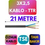 Öznur 3x2,5 Ttr Kablo Metre Seçenekli (Siyah) - 21 METRE