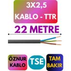 Öznur 3x2,5 Ttr Kablo Metre Seçenekli (Siyah) - 22 METRE