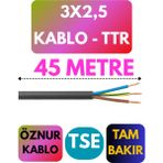 Öznur 3x2,5 Ttr Kablo Metre Seçenekli (Siyah) - 45 METRE