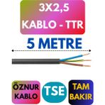 Öznur 3x2,5 Ttr Kablo Metre Seçenekli (Siyah) - 5 METRE