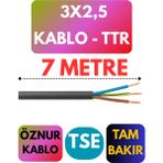 Öznur 3x2,5 Ttr Kablo Metre Seçenekli (Siyah) - 7 METRE