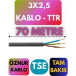 Öznur 3x2,5 Ttr Kablo Metre Seçenekli (Siyah) - 70 METRE