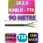 Öznur 3x2,5 Ttr Kablo Metre Seçenekli (Siyah) - 90 METRE