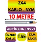 Öznur 3x4 Antigron (Nym) Kablo (Gri) Metre Seçenekli - 10 METRE