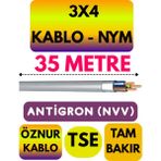Öznur 3x4 Antigron (Nym) Kablo (Gri) Metre Seçenekli - 35 METRE