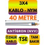 Öznur 3x4 Antigron (Nym) Kablo (Gri) Metre Seçenekli - 40 METRE