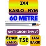 Öznur 3x4 Antigron (Nym) Kablo (Gri) Metre Seçenekli - 60 METRE