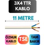 Öznur 3x4 Ttr Kablo Metre Seçenekli (Beyaz) - 11 METRE