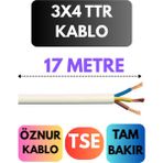 Öznur 3x4 Ttr Kablo Metre Seçenekli (Beyaz) - 17 METRE