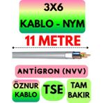 Öznur 3x6 Antigron (Nym) Kablo (Gri) Metre Seçenekli - 11 METRE