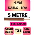 Öznur 4 mm Nya Kablo Metre Seçenekli (Kahverengi) - 5 METRE