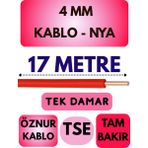 Öznur 4 mm Nya Kablo Metre Seçenekli (Kırmızı) - 17 METRE