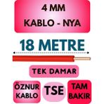Öznur 4 mm Nya Kablo Metre Seçenekli (Kırmızı) - 18 METRE