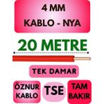 Öznur 4 mm Nya Kablo Metre Seçenekli (Kırmızı) - 20 METRE