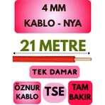 Öznur 4 mm Nya Kablo Metre Seçenekli (Kırmızı) - 21 METRE