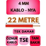 Öznur 4 mm Nya Kablo Metre Seçenekli (Kırmızı) - 22 METRE