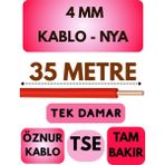 Öznur 4 mm Nya Kablo Metre Seçenekli (Kırmızı) - 35 METRE