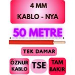 Öznur 4 mm Nya Kablo Metre Seçenekli (Kırmızı) - 50 METRE