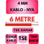Öznur 4 mm Nya Kablo Metre Seçenekli (Kırmızı) - 6 METRE