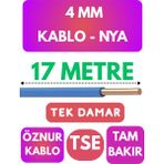 Öznur 4 mm Nya Kablo Metre Seçenekli (Mavi) - 17 METRE