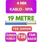 Öznur 4 mm Nya Kablo Metre Seçenekli (Mavi) - 19 METRE