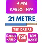 Öznur 4 mm Nya Kablo Metre Seçenekli (Mavi) - 21 METRE