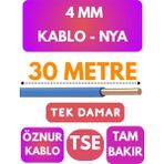 Öznur 4 mm Nya Kablo Metre Seçenekli (Mavi) - 30 METRE