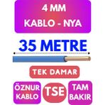 Öznur 4 mm Nya Kablo Metre Seçenekli (Mavi) - 35 METRE