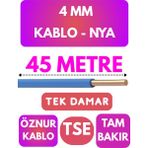 Öznur 4 mm Nya Kablo Metre Seçenekli (Mavi) - 45 METRE