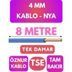 Öznur 4 mm Nya Kablo Metre Seçenekli (Mavi) - 8 METRE