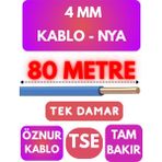 Öznur 4 mm Nya Kablo Metre Seçenekli (Mavi) - 80 METRE