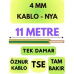 Öznur 4 mm Nya Kablo Metre Seçenekli (Sarı-Yeşil) - 11 METRE