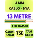 Öznur 4 mm Nya Kablo Metre Seçenekli (Sarı-Yeşil) - 13 METRE