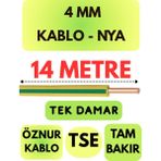 Öznur 4 mm Nya Kablo Metre Seçenekli (Sarı-Yeşil) - 14 METRE