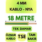 Öznur 4 mm Nya Kablo Metre Seçenekli (Sarı-Yeşil) - 18 METRE