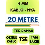 Öznur 4 mm Nya Kablo Metre Seçenekli (Sarı-Yeşil) - 20 METRE