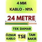 Öznur 4 mm Nya Kablo Metre Seçenekli (Sarı-Yeşil) - 24 METRE