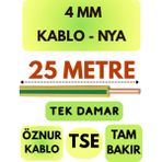 Öznur 4 mm Nya Kablo Metre Seçenekli (Sarı-Yeşil) - 25 METRE
