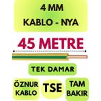 Öznur 4 mm Nya Kablo Metre Seçenekli (Sarı-Yeşil) - 45 METRE